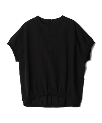 メッシュ編みプルオーバートップス(ブラック-36)