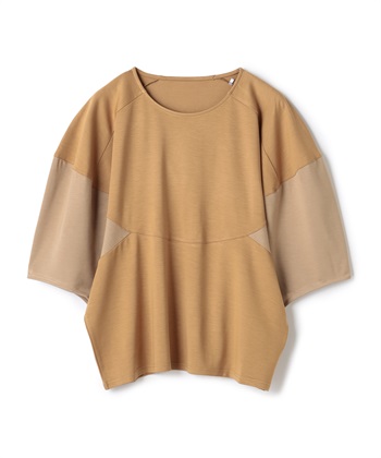 変形配色クルーネックプルオーバー(ベージュ-36)