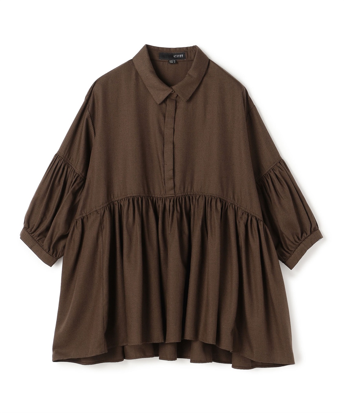 ATSURO TAYAMA 切り替えギャザーチュニックシャツ_main