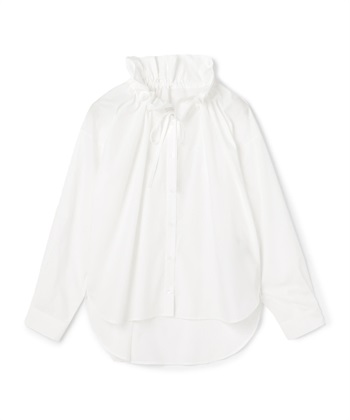 2wayブロードフリルネックブラウス(ホワイト-36)