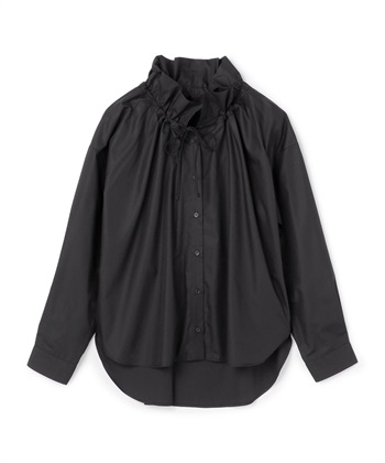 2wayブロードフリルネックブラウス(ブラック-36)