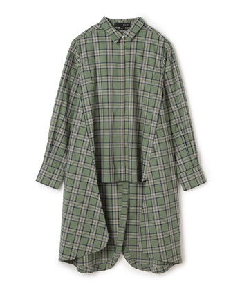 前後差デザインシャツ(グリーン-36)