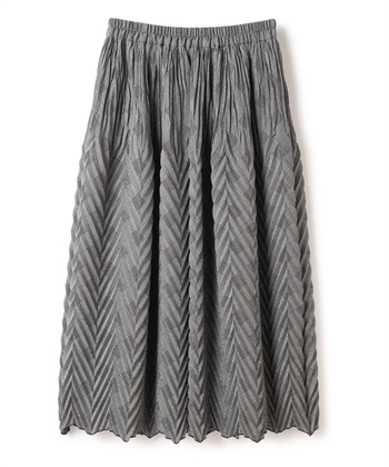 プリントプリーツスカート(グレー-36)