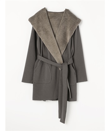 ショールカラーコート(グレー-36)