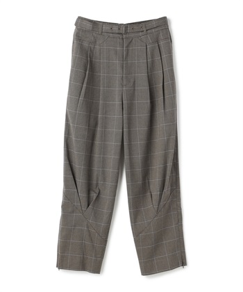 裾ファスナーテーパードパンツ(ブラウン-36)