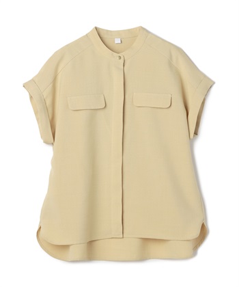 【メディア掲載】《シワになりにくい》サマナチュラバンドカラーブラウス【CF/クロスファンクション】(クリームイエロー-Ｓ)