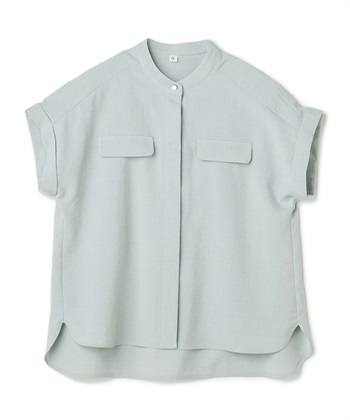 【メディア掲載】《シワになりにくい》サマナチュラバンドカラーブラウス【CF/クロスファンクション】(ミント-Ｓ)