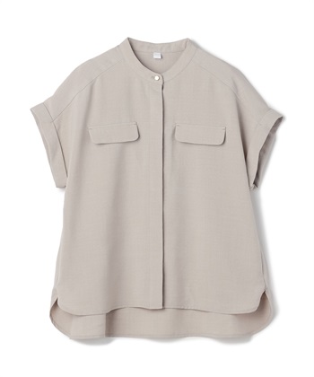 【メディア掲載】《シワになりにくい》サマナチュラバンドカラーブラウス【CF/クロスファンクション】(オフベージュ-Ｓ)