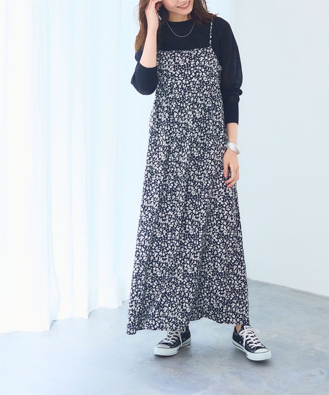 CROSS FUNCTION 《洗える》エブ楽 プリントキャミソールワンピース【CF/クロスファンクション】_main