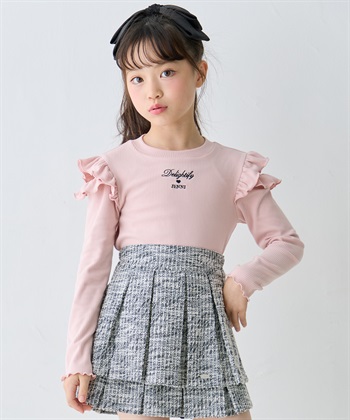 【JENNI/ジェニィ】肩あきリブTシャツ(ピンク-１３０ｃｍ)