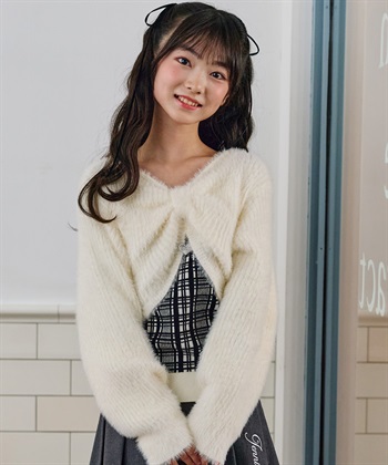 【JENNI/ジェニィ】リボンカーデドッキングニット(オフ-１３０ｃｍ)