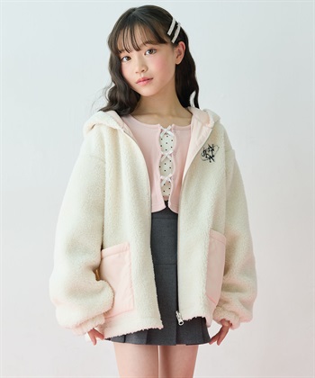 【JENNI/ジェニィ】ボア×タフタリバーシブルブルゾン(オフ-１３０ｃｍ)