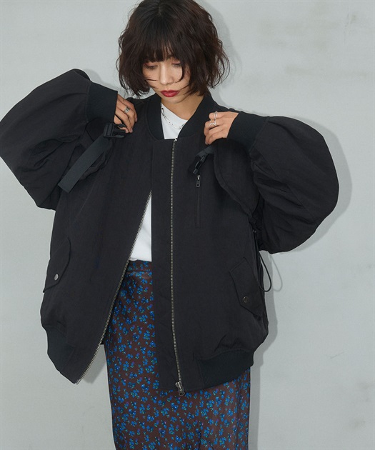 ELLE girl ブラック MA-1ブラックリバーシブルスカート リバーシブルMA-1スカート○セットアップ対応○ ELLEgirl