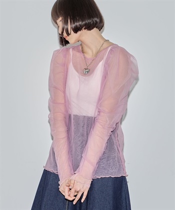 ELLEgirl 配色ダブルチュールパフスリーブトップス_variationthumb_2