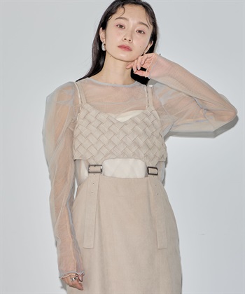 ELLEgirl 配色ダブルチュールパフスリーブトップス_variationthumb_3