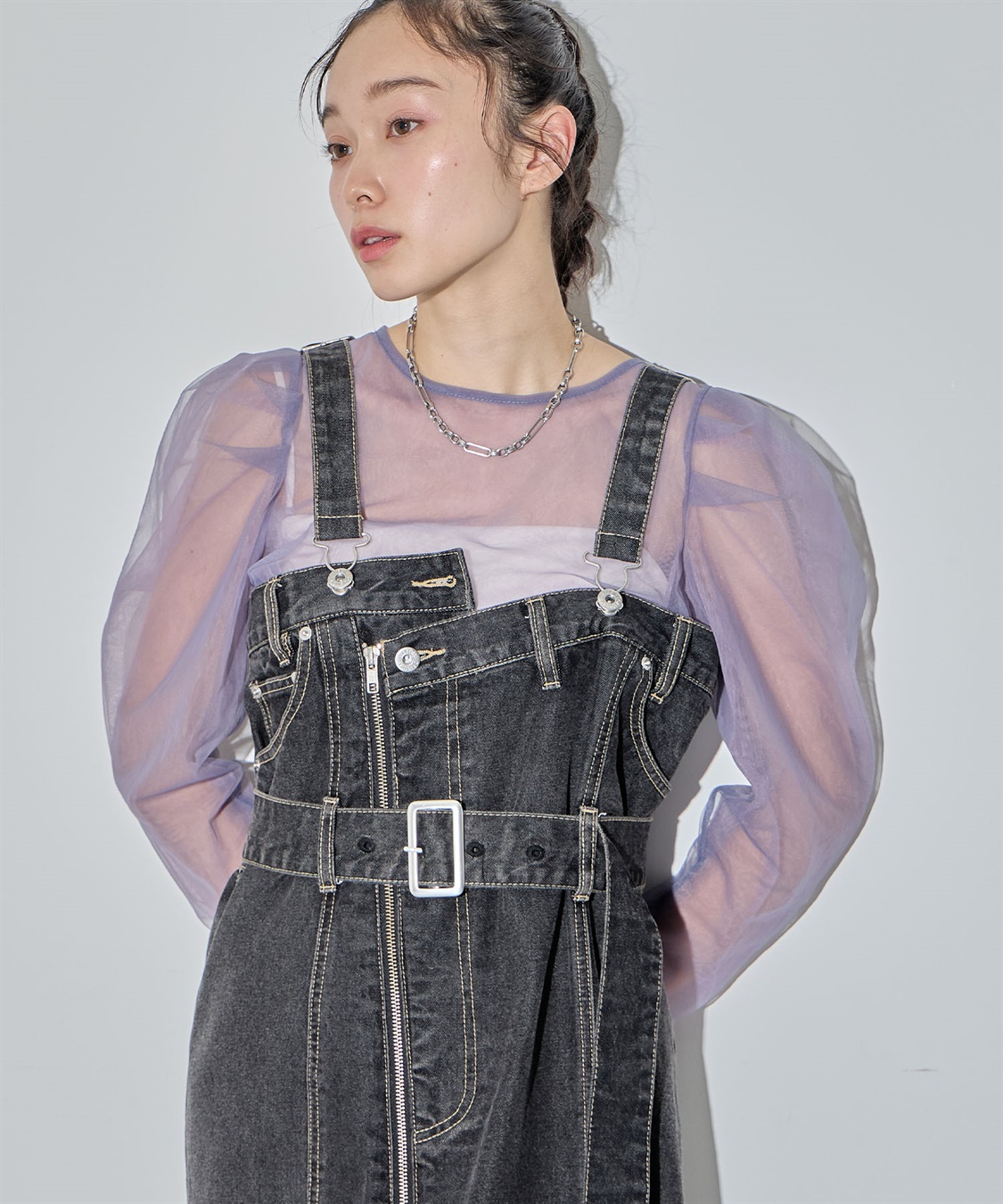 ELLEgirl 配色ダブルチュールパフスリーブトップス_variation_4