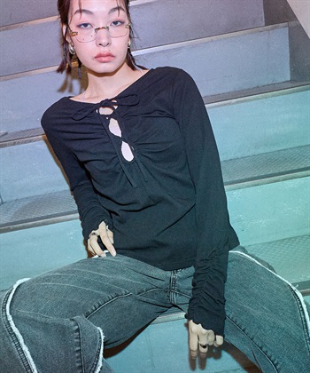 2wayバックオープンロンT(ブラック-FREE)