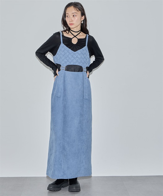 カットワークプリーツジャンパースカート ELLEgirl｜クロス