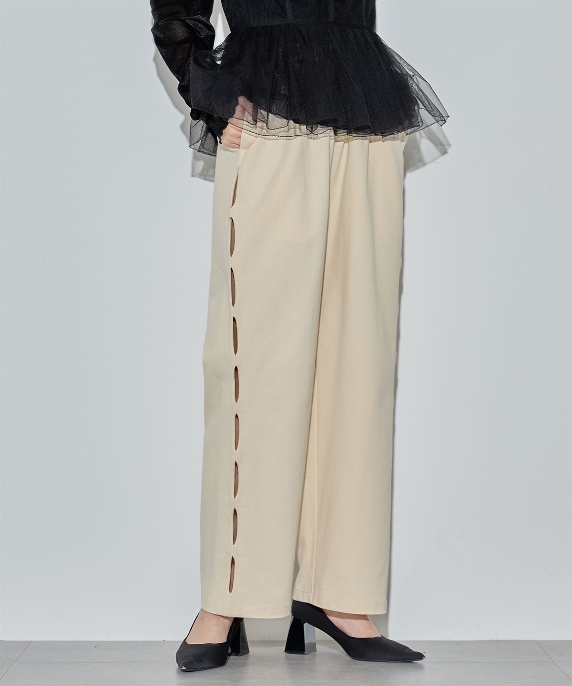 ELLEgirl サイドカットスウェットワイドパンツ_variation_2