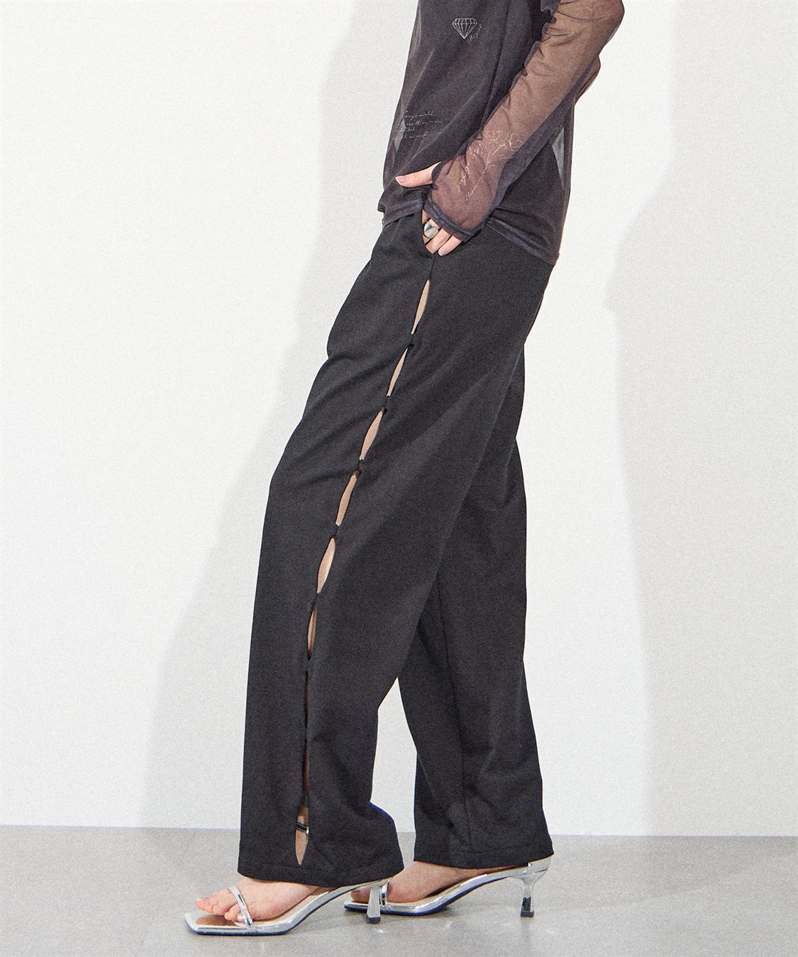 ELLEgirl サイドカットスウェットワイドパンツ_variation_1