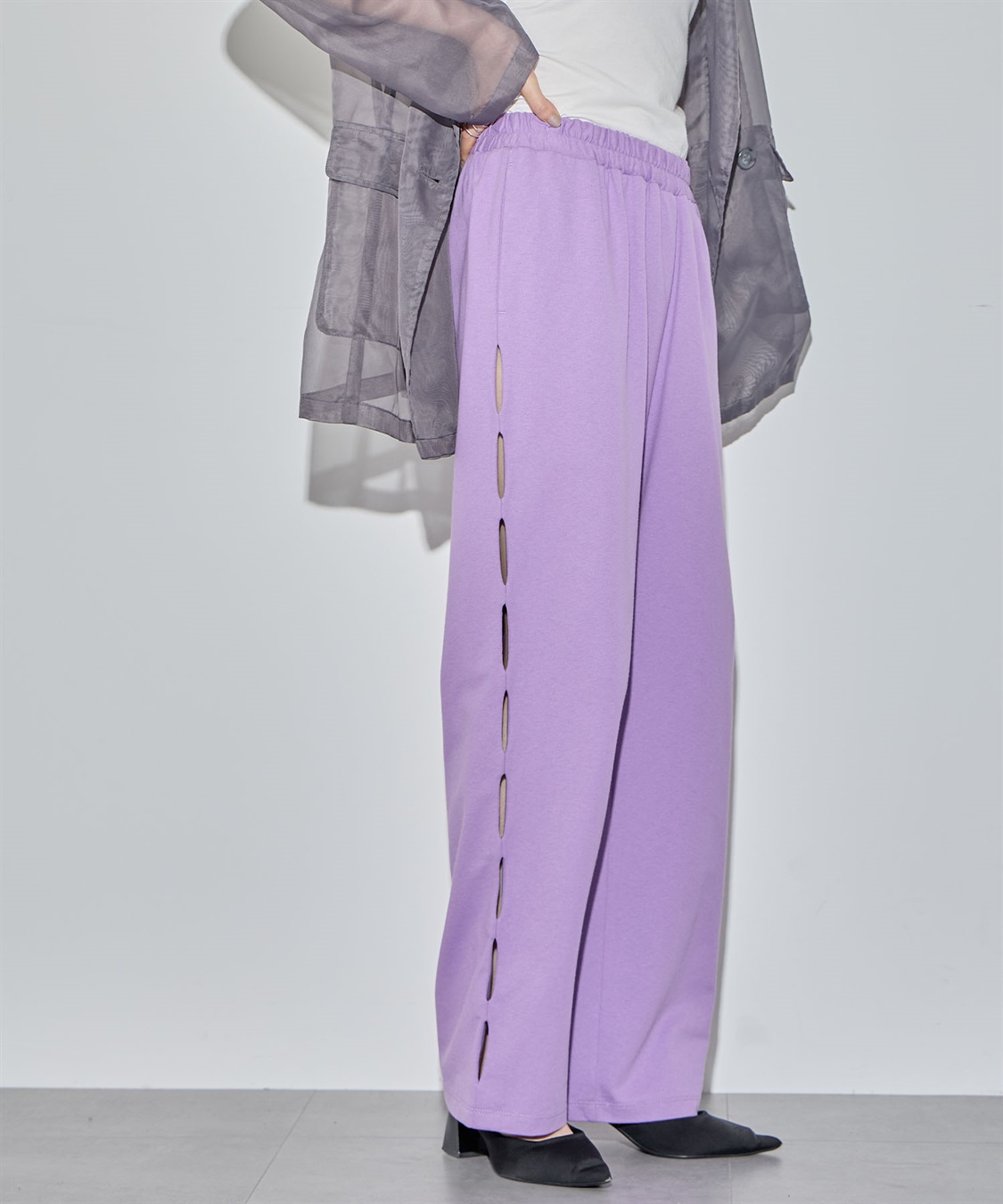 ELLEgirl サイドカットスウェットワイドパンツ_variation_3