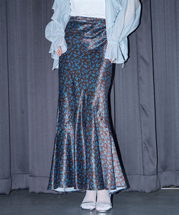 花柄マーメイドスカート(ブラウン-FREE)