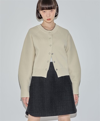 ドルマンスウェットライクニットカーディガン(ライトベージュ-FREE)