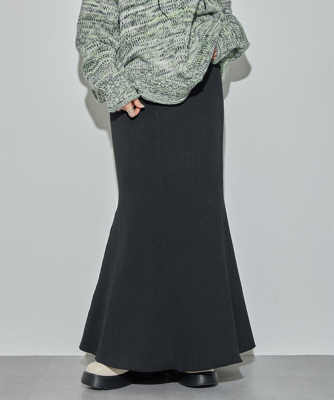ELLEgirl スウェットライクリブニットマーメイドスカート_main