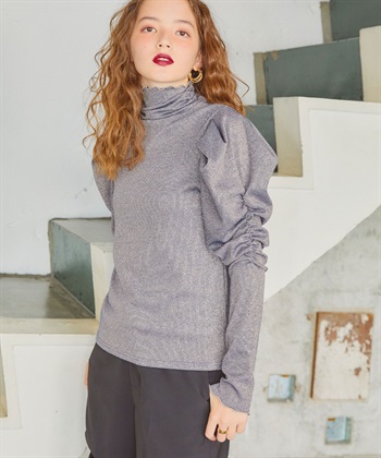 ELLEgirl ラメハイネックパフスリーブトップス_variationthumb_1