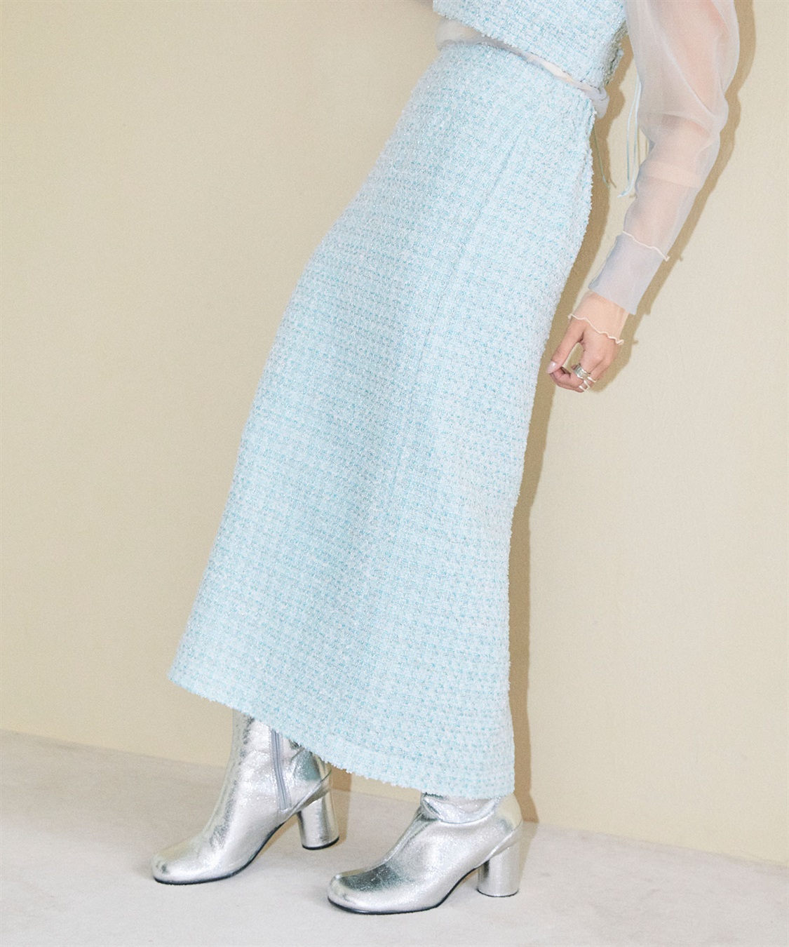 ラメツイードナロースカート ELLEgirl｜クロスプラス公式通販サイト