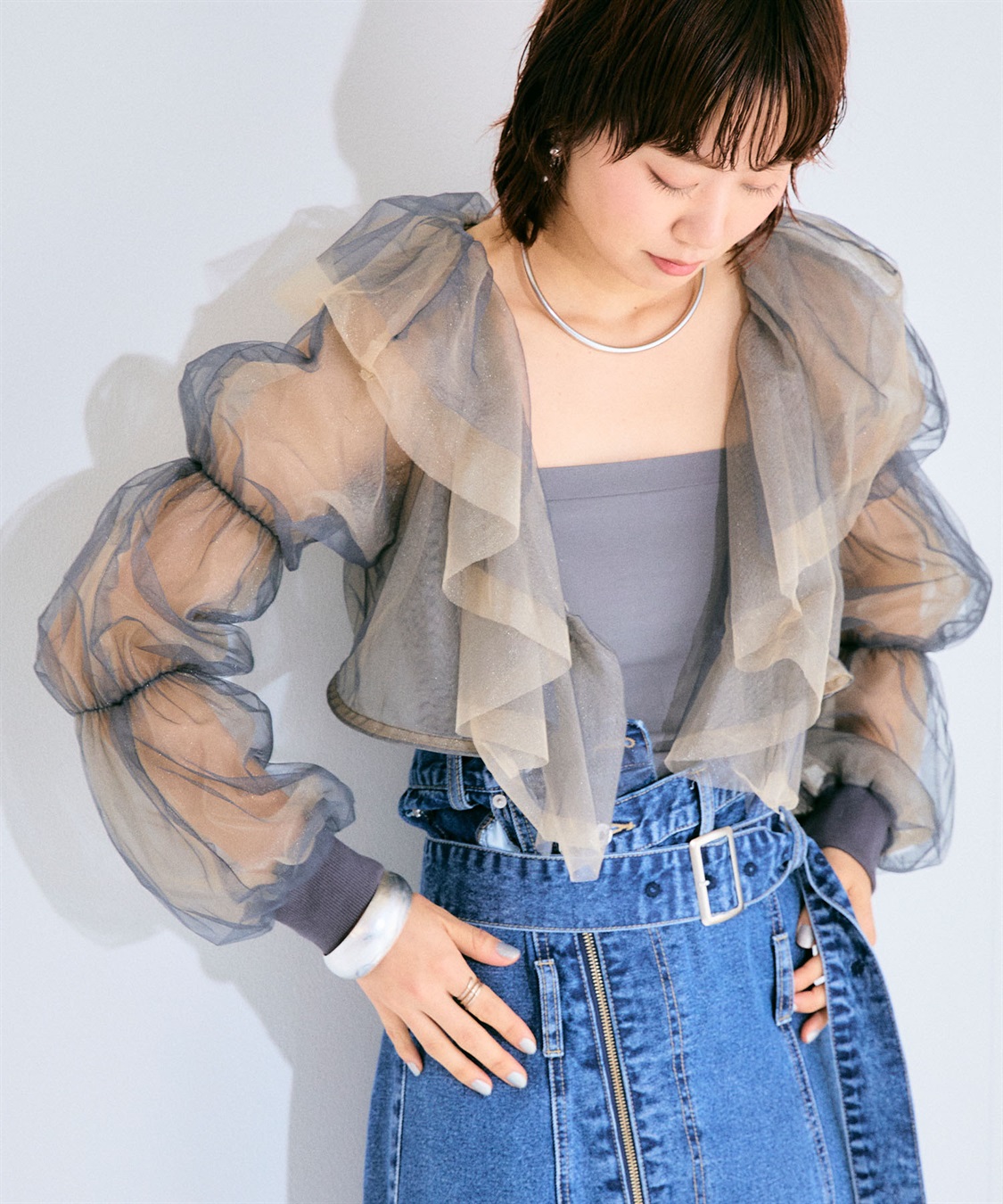 ELLEgirl バルーンスリーブラッフルボレロ_variation_1