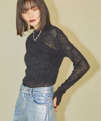 ELLIEブラック 半袖 トップス SLY | LACE UP SLEEVE CUT トップス (Tシャツ・カットソー(長袖