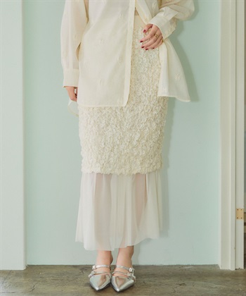 ELLEgirl チュールレイヤードシャーリングスカート_variationthumb_1