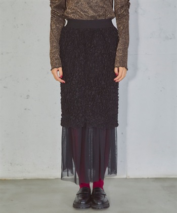 ELLEgirl チュールレイヤードシャーリングスカート_variationthumb_2