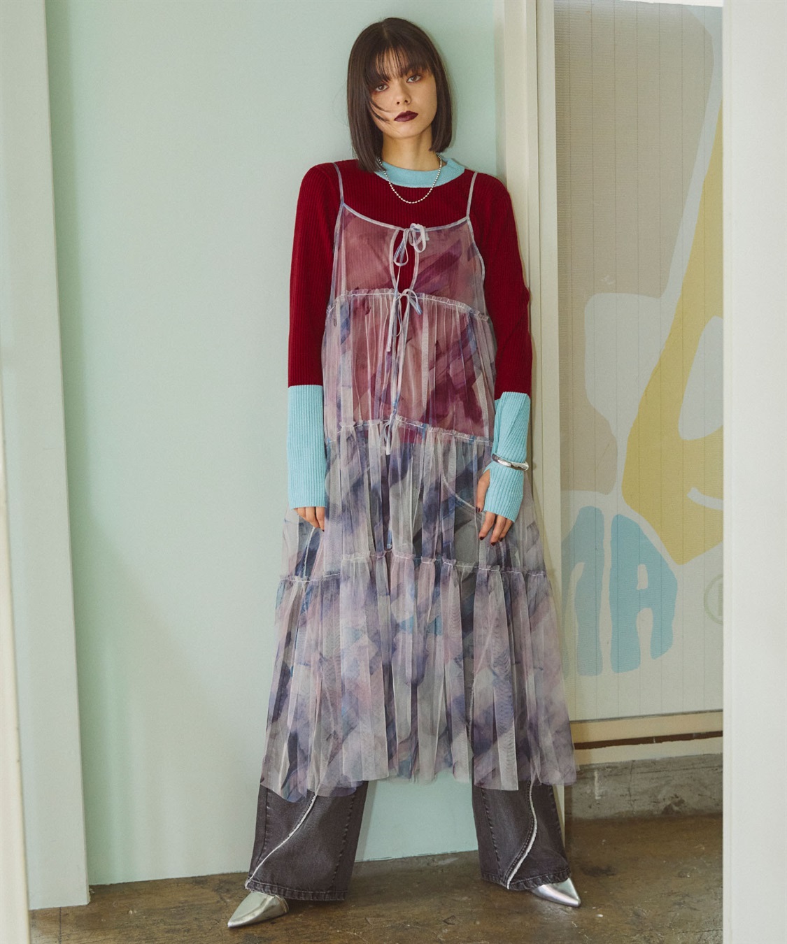 ELLEgirl 2way転写チュールティアードキャミワンピース_main