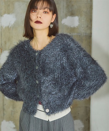 ELLEgirl 2wayラメフェザーニットカーディガン_variationthumb_1