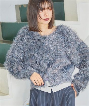 ELLEgirl 2wayラメフェザーニットカーディガン_variationthumb_3