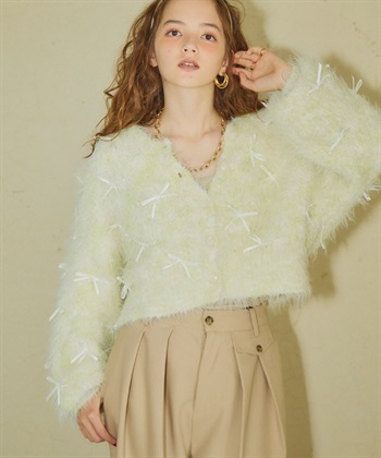 ELLEgirl リボンフェザーニットカーディガン_variationthumb_2