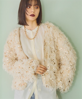 ELLEgirl スパンコールフェザーカーディガン_variationthumb_1