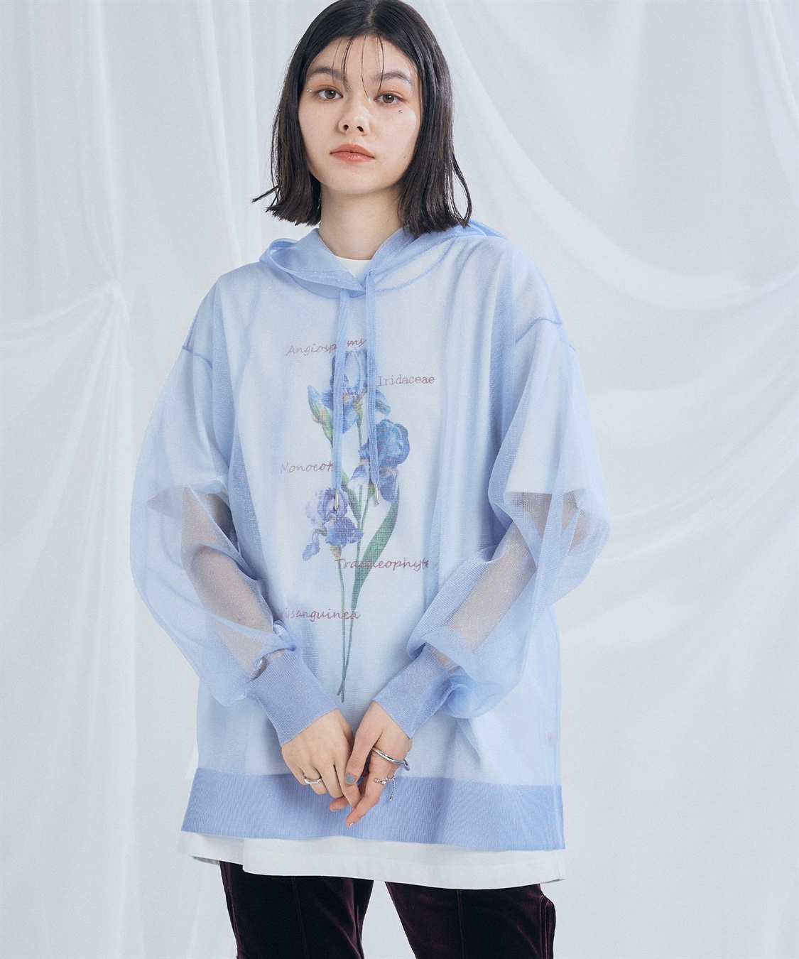 ELLEgirl シアーニットフード付プルオーバー