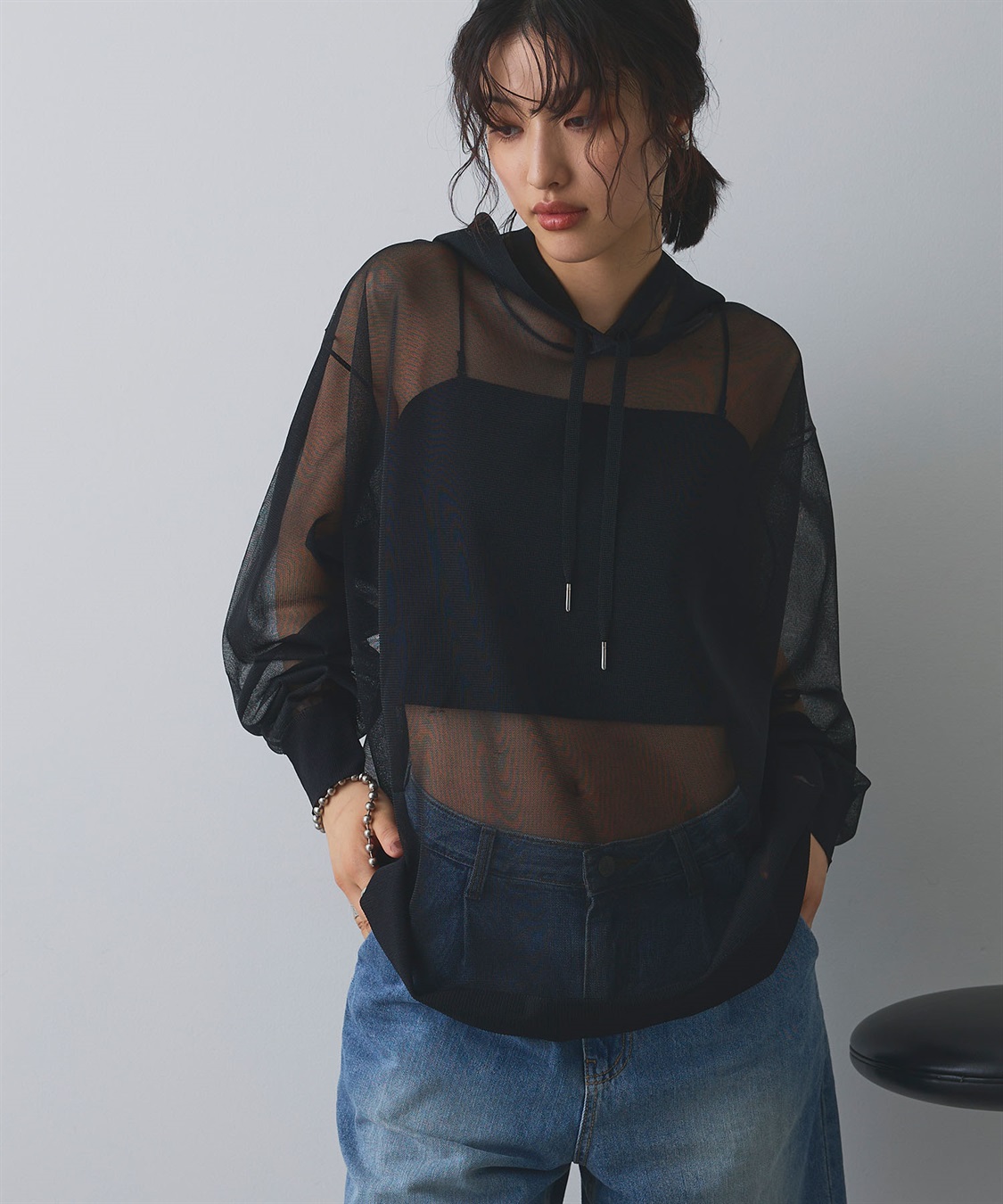 ELLEgirl シアーニットフード付プルオーバー_variation_2