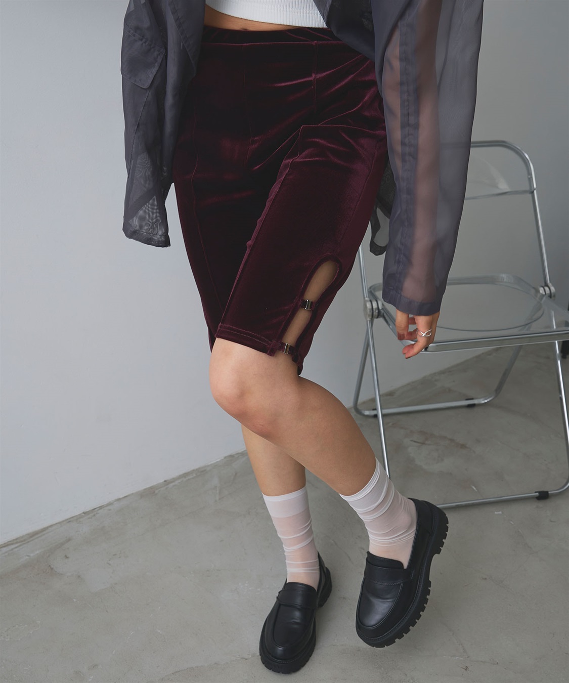 ELLEgirl ベロアハーフレギンス_main