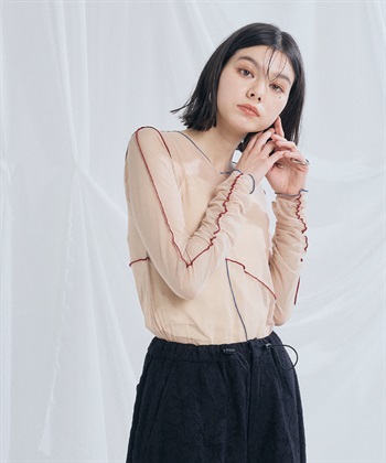 ELLEgirl 配色メローデザインシアートップス_variationthumb_2