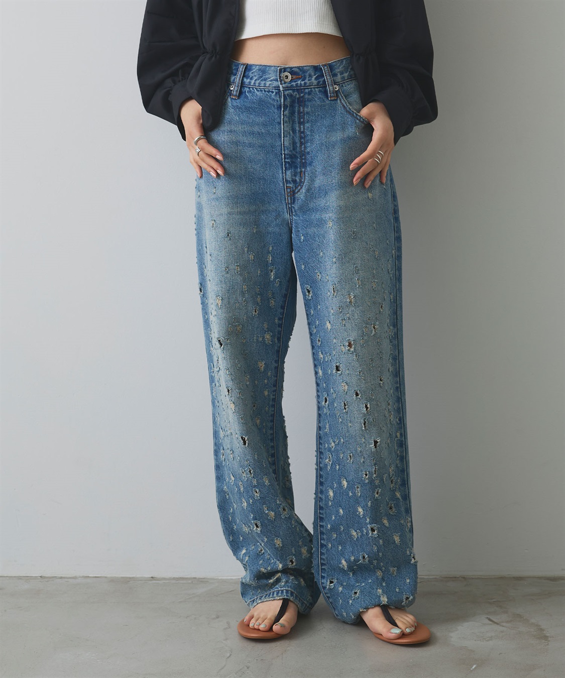 ELLEgirl ダメージクラッシュデニムパンツ_main