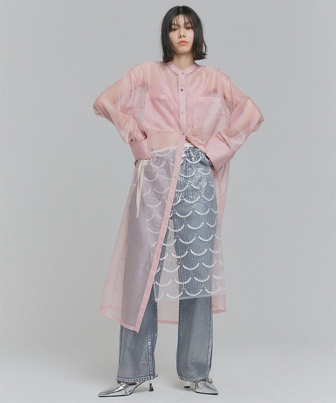 ELLEgirl バック刺繍シアーシャツワンピース_variation_2