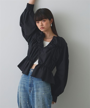 ELLEgirl デザイン切替ギャザーブラウス_variationthumb_1