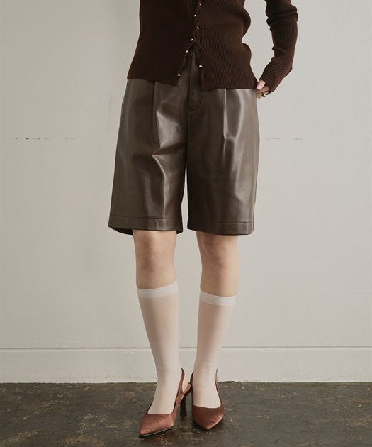 ヴィーガンレザーハーフパンツ ELLEgirl｜クロスプラス公式通販サイト