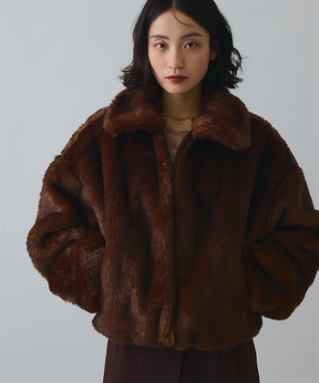 ボリュームファーブルゾン(ブラウン-FREE)