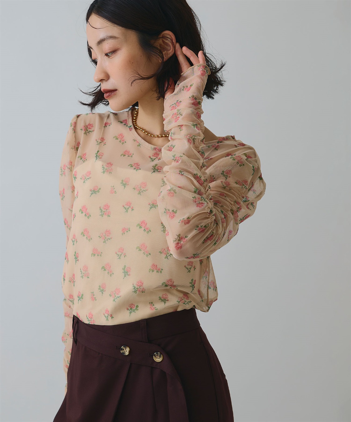 ELLEgirl フラワープリントシアートップス
