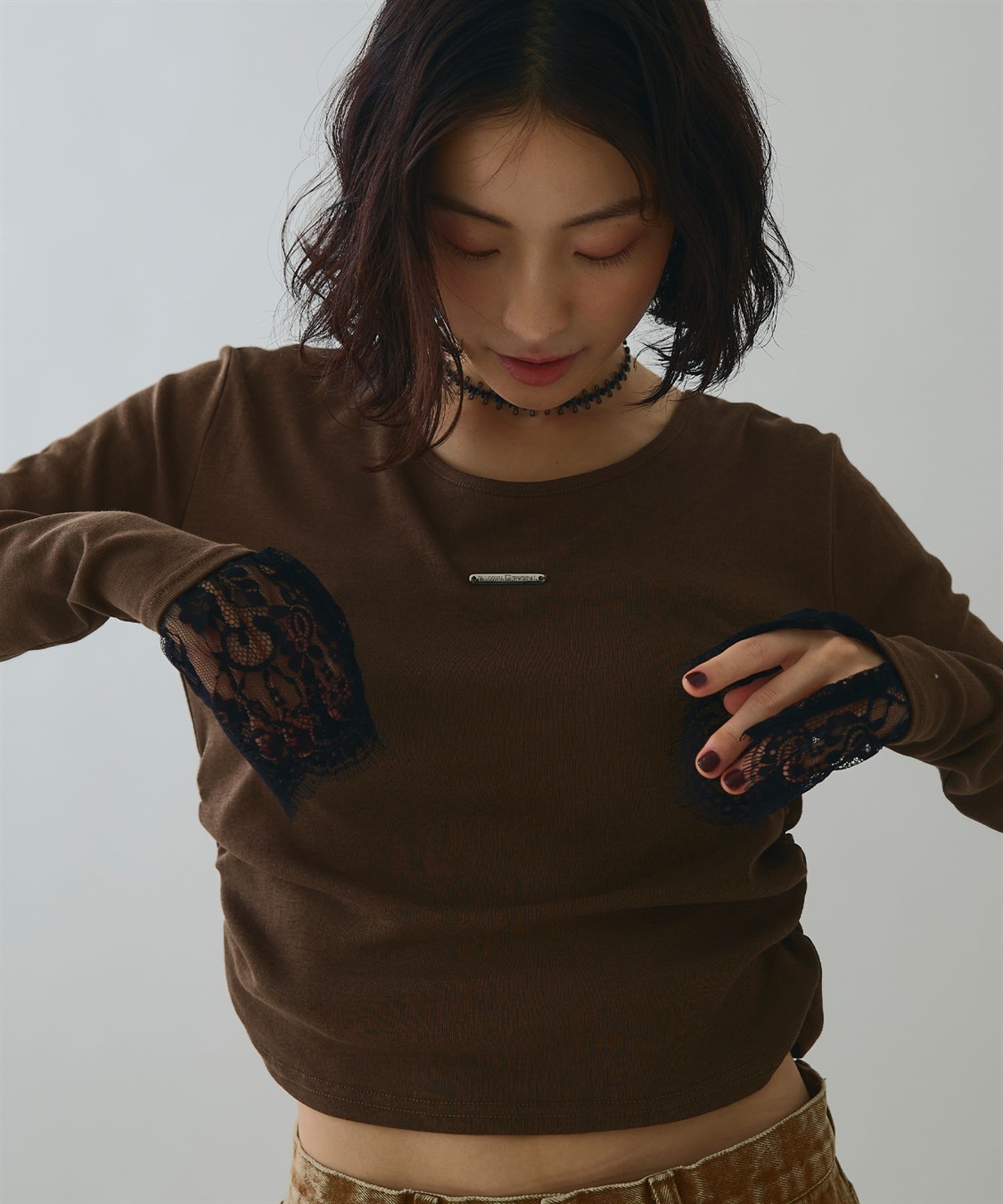 ELLEgirl 袖口レースシアートップス